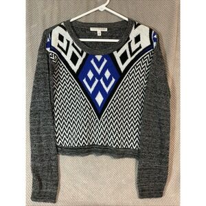 Say What? Knit Cop Top Sweater Large Women's Purple-Blue White Striped